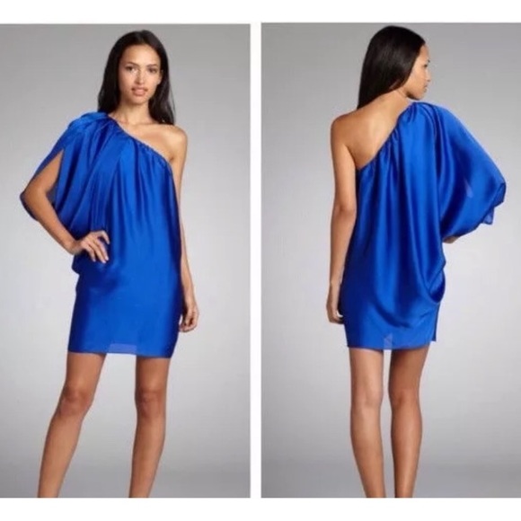 one shoulder batwing dress